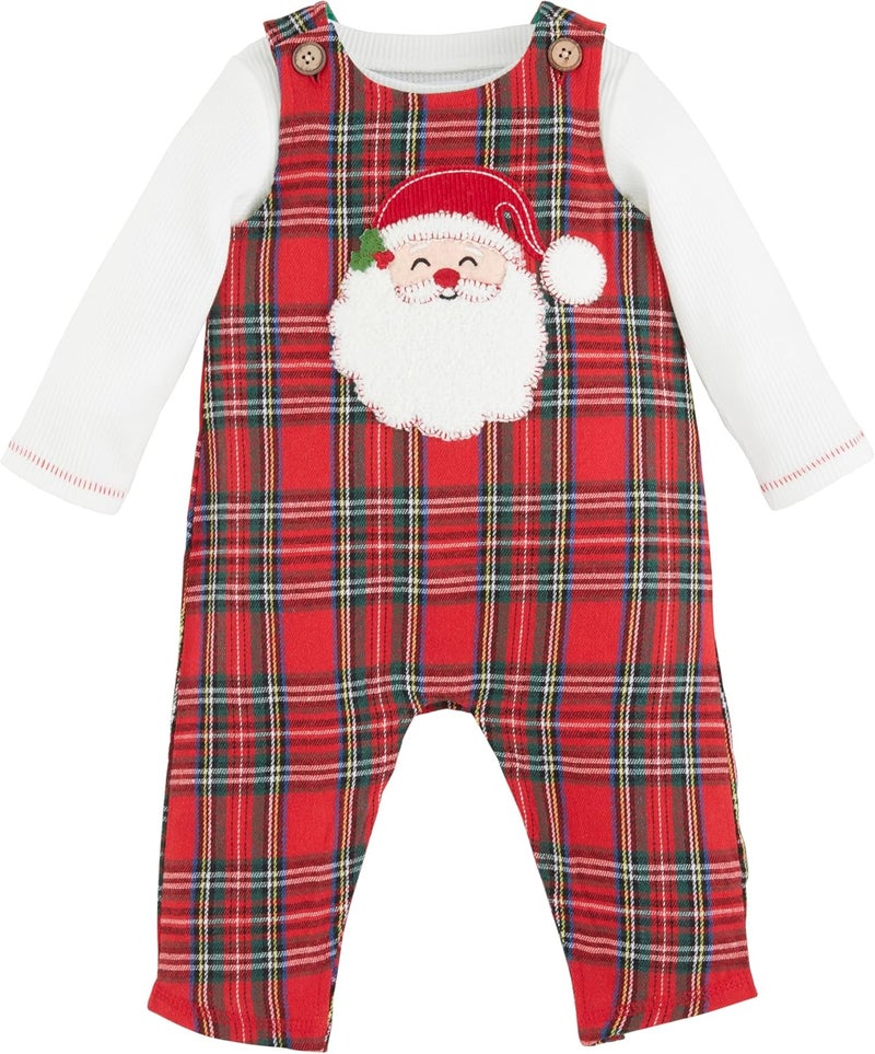MudPie unisex-baby Santa Tartan Longall Set - Image 1